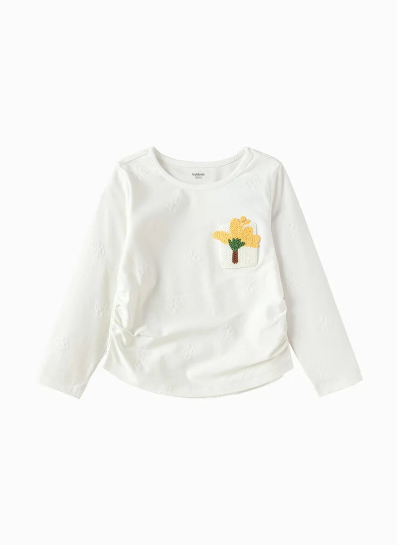 Toddler Girls Round v-neck long-sleeved T-shirt